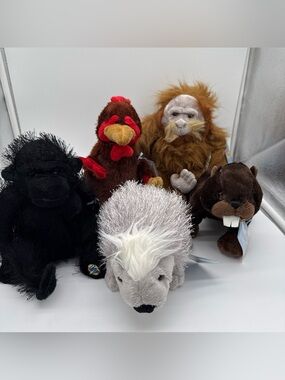 Ganz Webkinz Plush Animals Lot WITH Codes- 🦫🦧🐔🦍& Porcupine. 5 Brand New